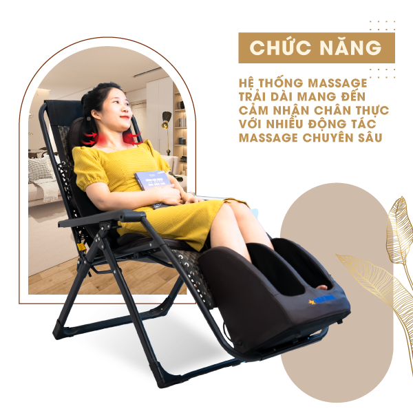 COMBO Ghế xếp thư giãn HK-G22 +  Đệm Massage HK-M11  - Bảo hành 2 năm chính hãng