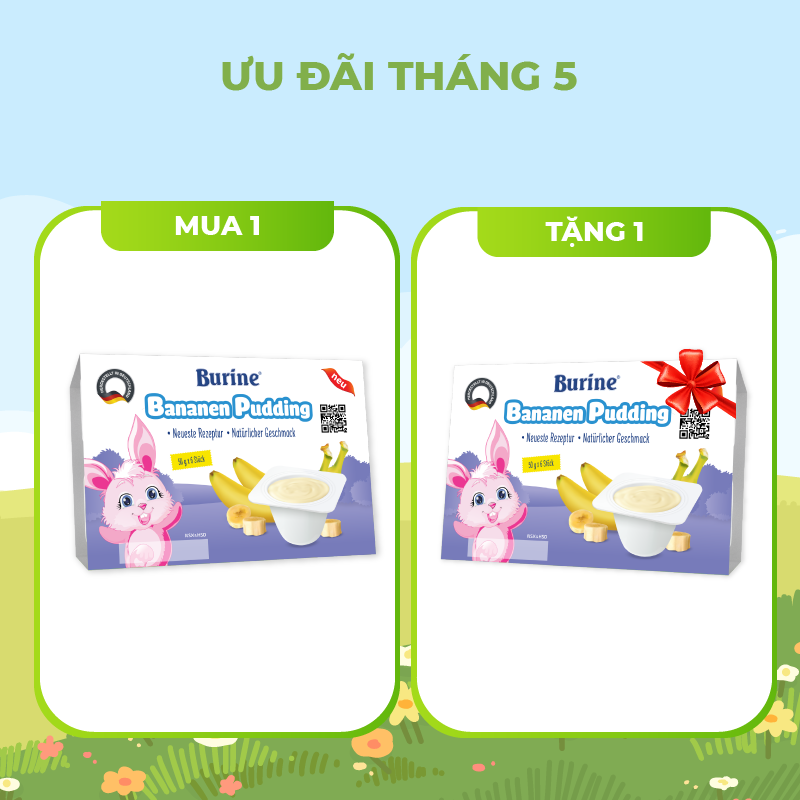 Pudding Ăn Dặm Burine Vị Chuối Dành Cho Trẻ Từ 6 Tháng Tuổi - Cung Cấp Vitamin, Bổ Sung Năng Lượng (DATE T8.2023)