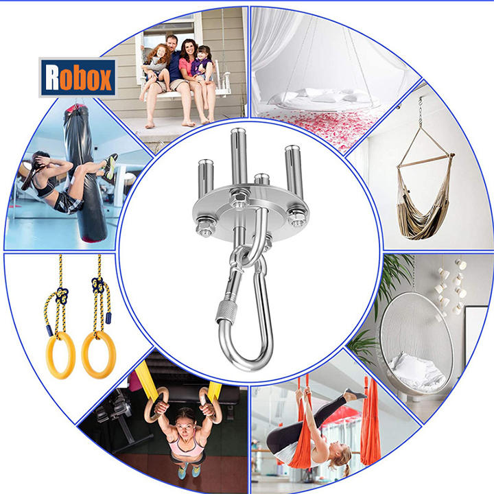 Bộ móc treo đĩa bay áp tường treo võng treo xích đu treo lụa yoga chất liệu inox