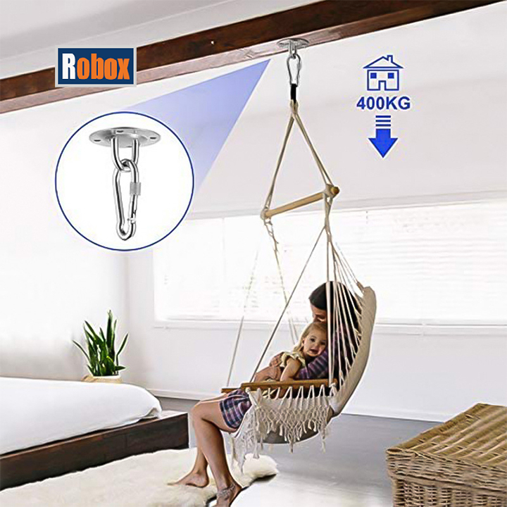 Bộ móc treo đĩa bay áp tường treo võng treo xích đu treo lụa yoga chất liệu inox