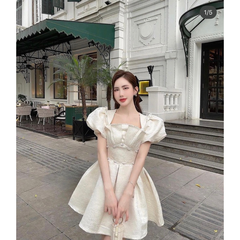 đầm dự tiệc váy gấm sò ngoc
