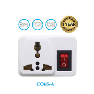 HÀNG THÁI LAN - Phích cắm điện ( ổ cắm)  chuyển đổi 3 chấu thành 2 chấu, kèm công tắc model C06S