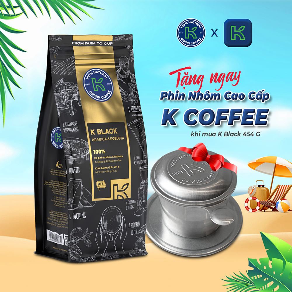 Cà phê nguyên chất xuất khẩu K Black 454g thương hiệu K COFFEE