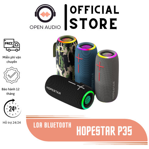Loa Bluetooth Hopestar P35 | Công Suất 20W, Pin 3000mAh, Cổng USB, AUX, Cổng Tai Nghe 3.5mm, Đèn Led - Chính Hãng