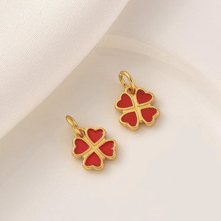 Charm treo cỏ 4 lá sơn đỏ - KL193