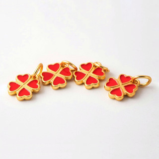 Charm treo cỏ 4 lá sơn đỏ - KL193