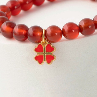 Charm treo cỏ 4 lá sơn đỏ - KL193