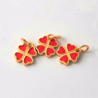 Charm treo cỏ 4 lá sơn đỏ - KL193