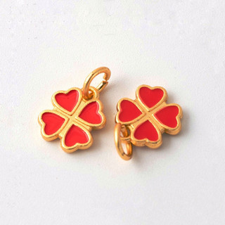 Charm treo cỏ 4 lá sơn đỏ - KL193