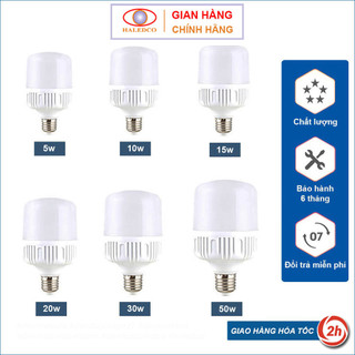 Đèn Led Bulb Trụ Nhựa Đui Xoáy  E27 Công Suất  5W, 10W, 15W, 20W, 30W, 40W, 50W Haledco Bảo Hành 6 Tháng
