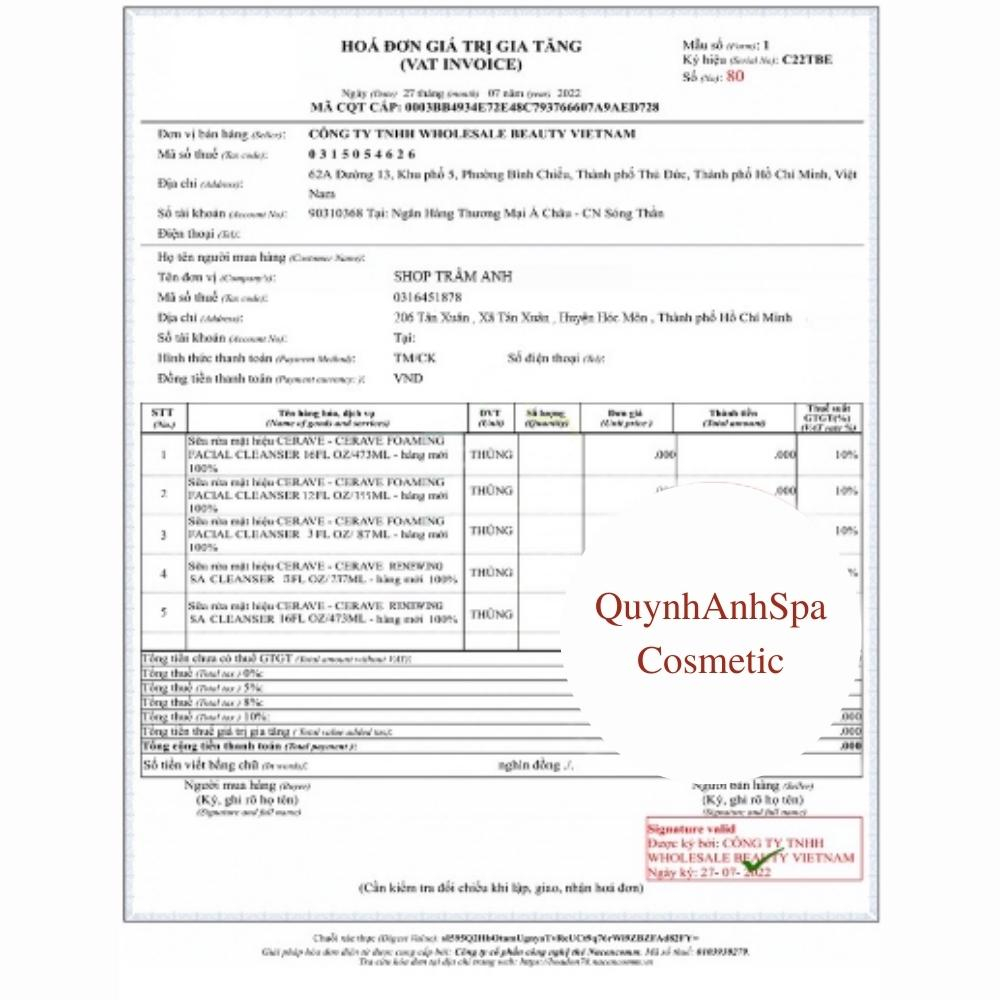 Sữa rửa mặt CeraVe Dành cho da dầu mụn, da khô Làm sạch da chuyên sâu Quynhanhspa20 236ml-473ml