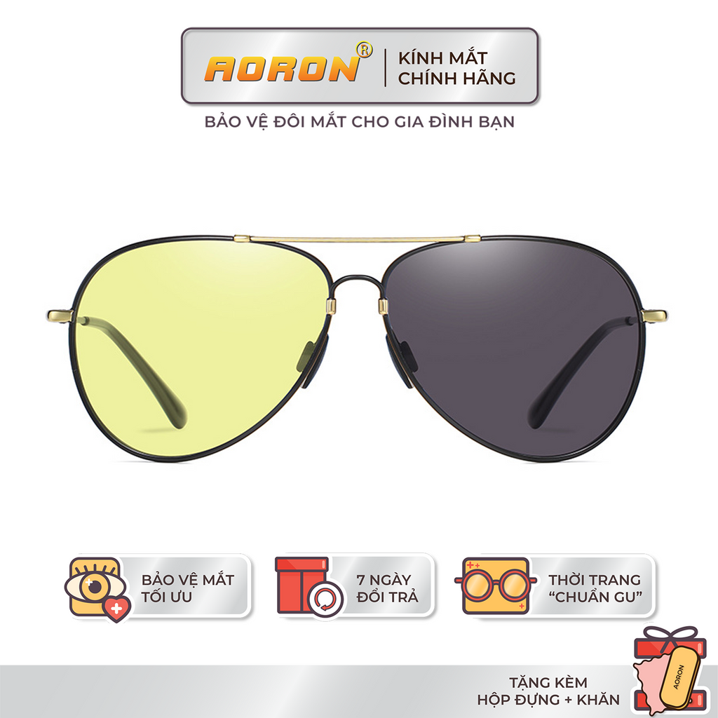 Kính Mắt Phi Công Nam Linh Hoạt Đi Ngày Và Đêm AORON Cản Bụi Giảm Chói Loá Đa Dụng Chạy Xe Kiểu Dáng Thời Thượng