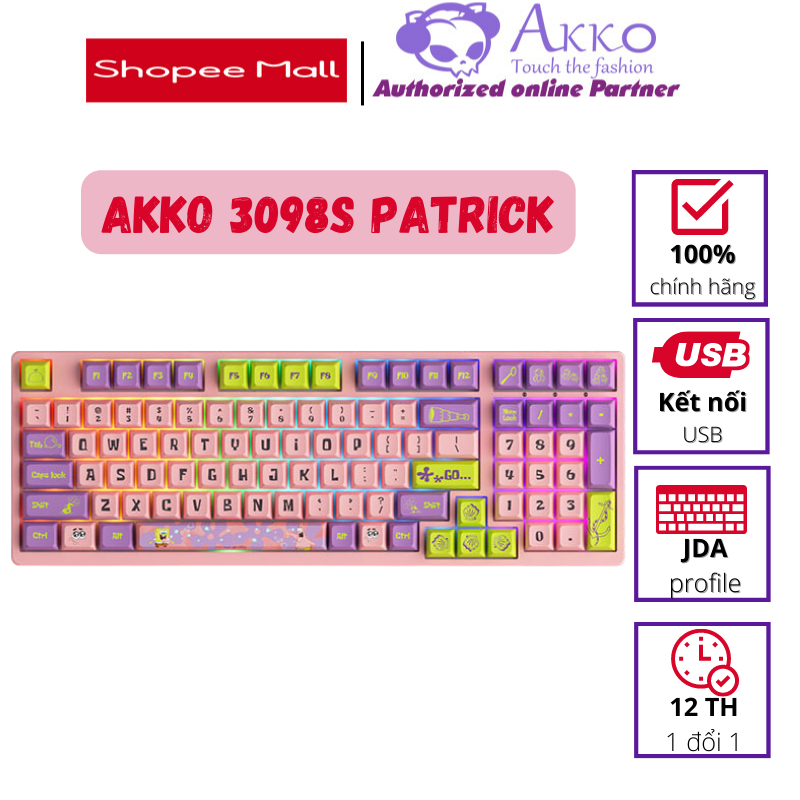 Bàn phím AKKO 3098S Patrick (RGB / PBT Dye-subbed / JDA profile / AKKO CS switch)