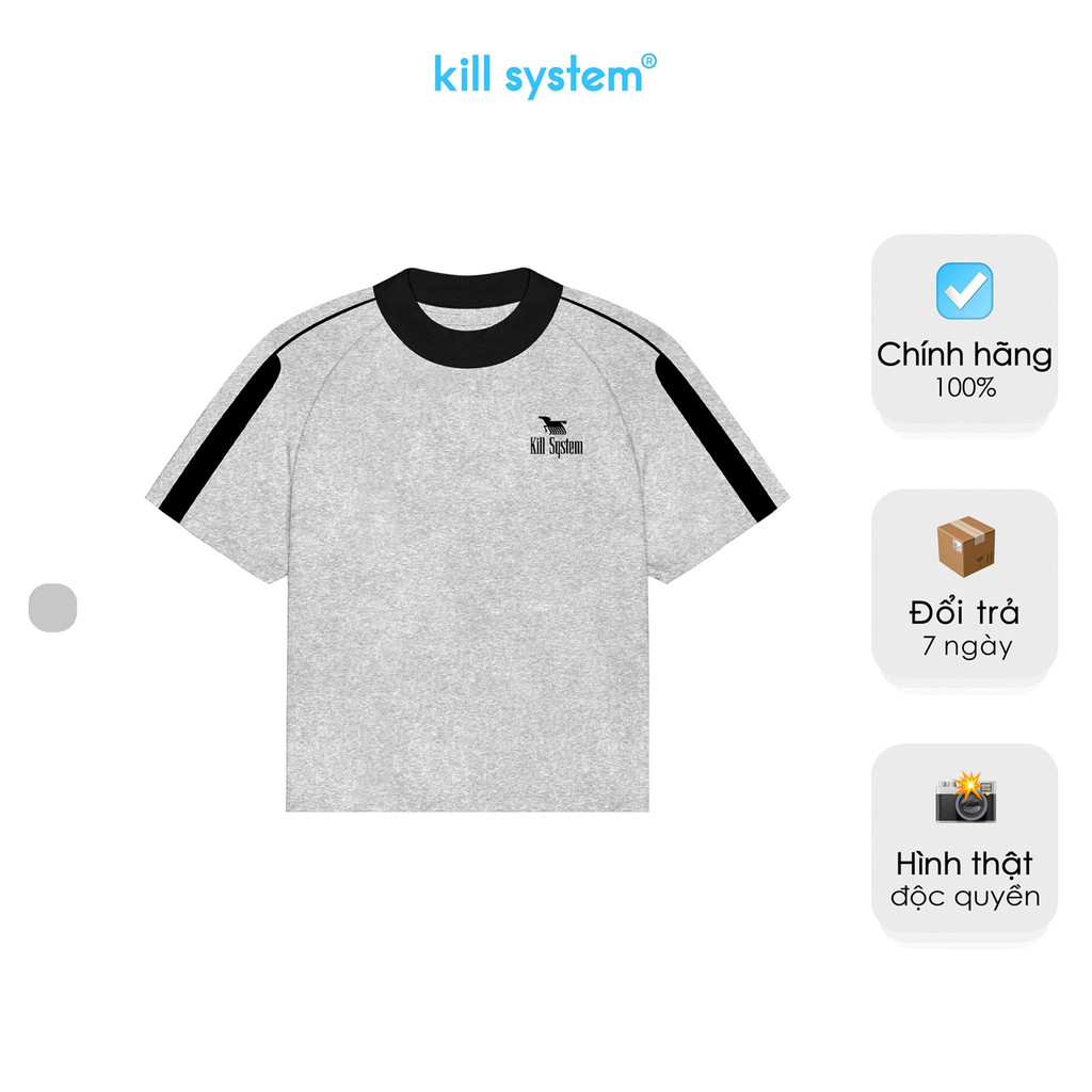 Áo thun Killsystem form fit Highline màu xám viền đen nam nữ chất vải cotton