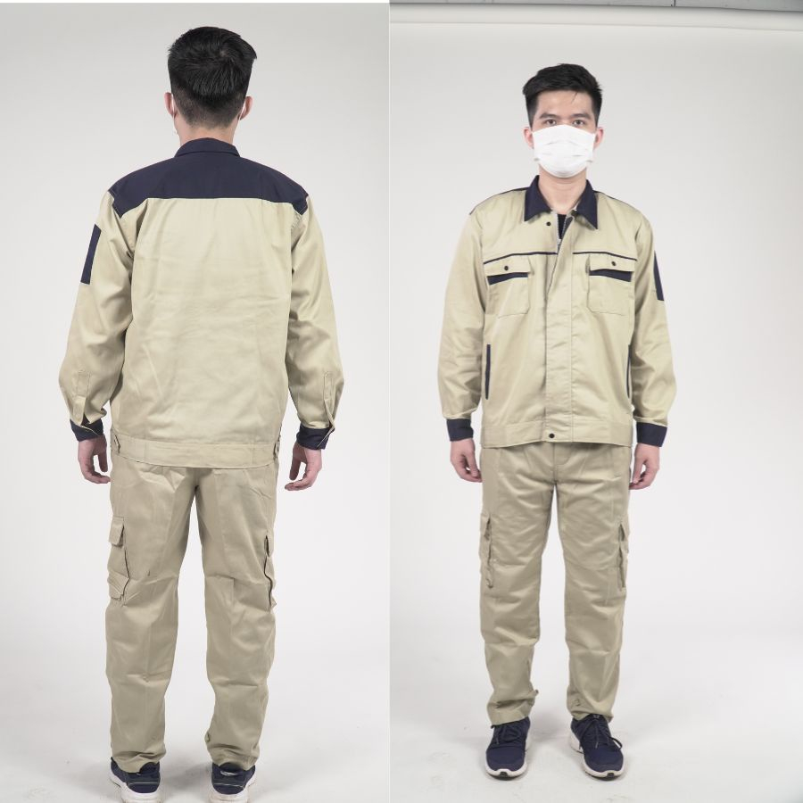 Quần áo bảo hộ lao động thương hiệu Dongphucbonmuiaofficial vải kaki 3/1 phối màu dày dặn, bền bỉ sẵn hàng kèm video