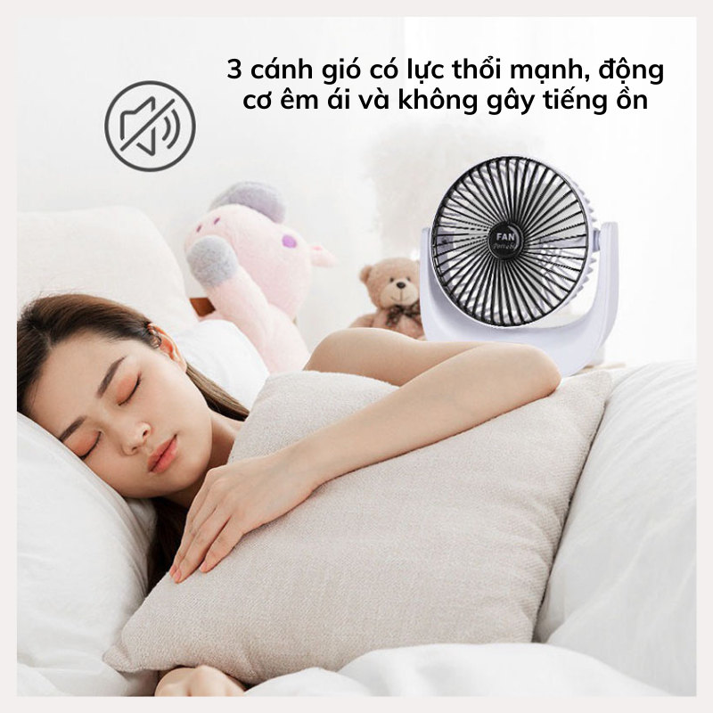 Quạt Tích Điện Mini Tokya Để Bàn Sạc USB Siêu Mát Không Gây Ồn