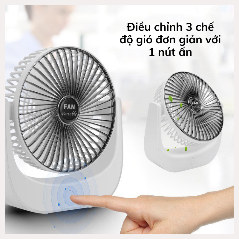 Quạt Tích Điện Mini Tokya Để Bàn Sạc USB Siêu Mát Không Gây Ồn
