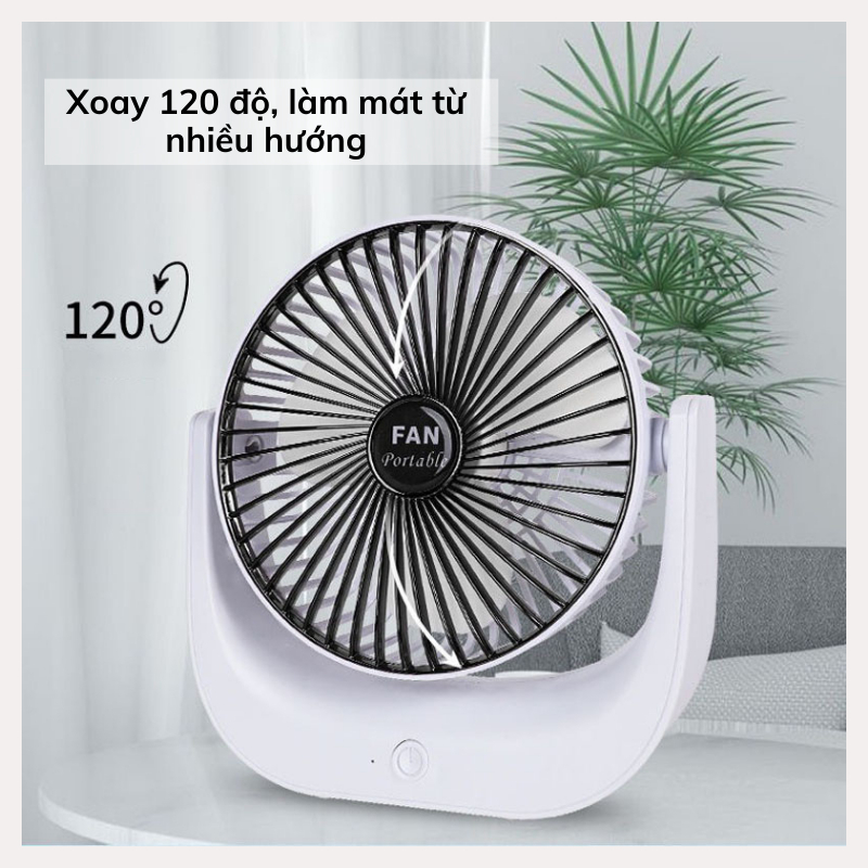 Quạt Tích Điện Mini Tokya Để Bàn Sạc USB Siêu Mát Không Gây Ồn