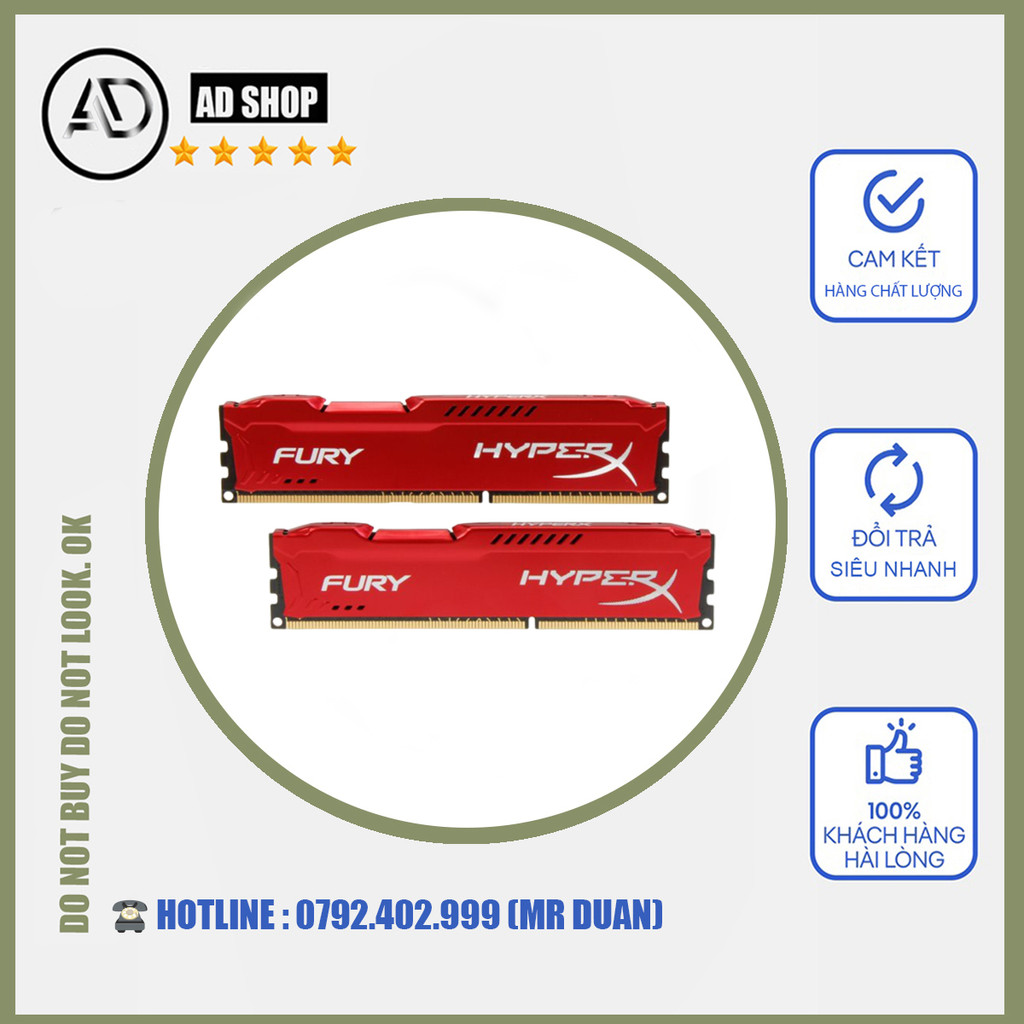 RAM Kingston HyperX Fury Red 8GB (1x8GB) DDR3 Bus 1600Mhz