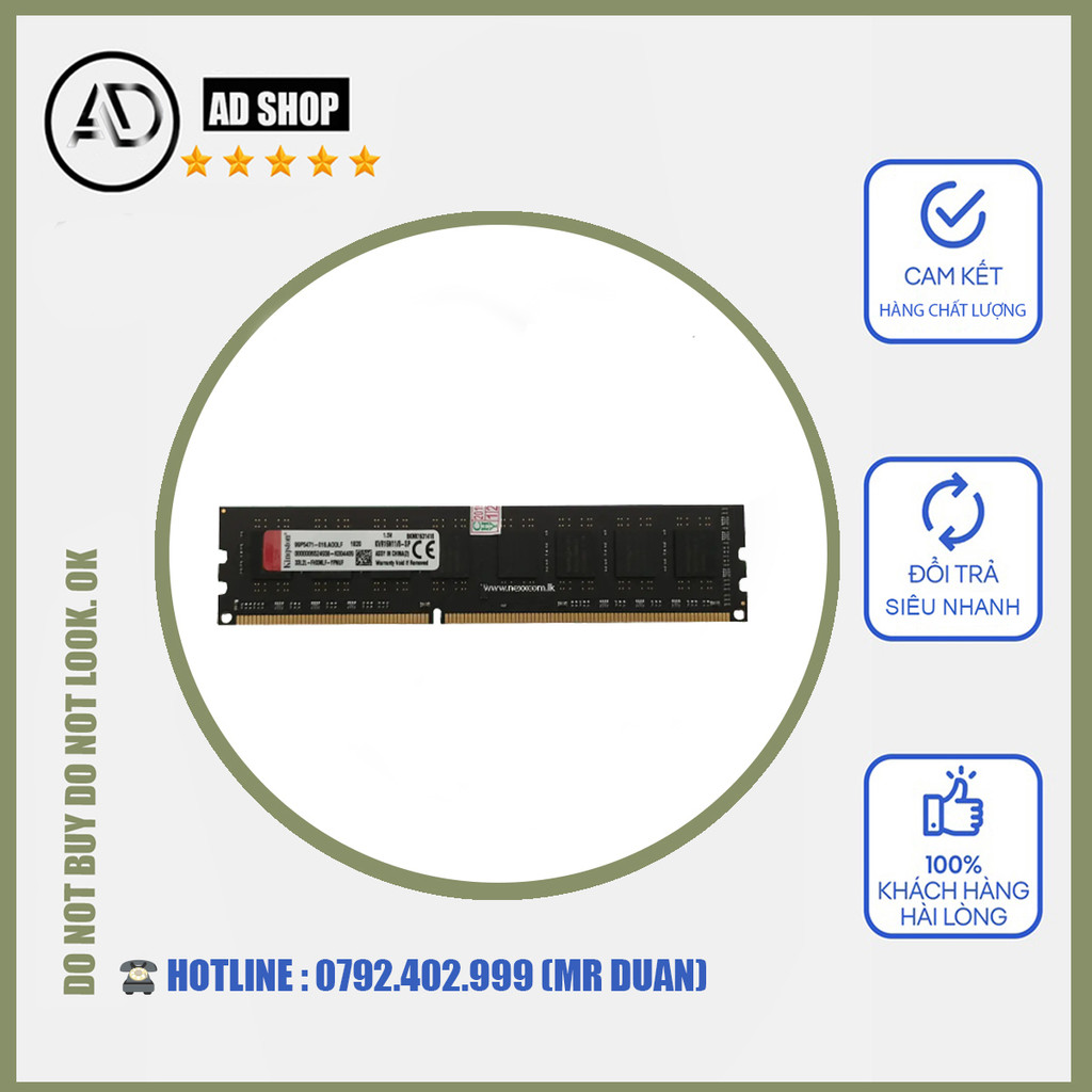 RAM Kingston 8Gb DDR3 Bus 1600Mhz Mới 100% bảo hành 3 năm