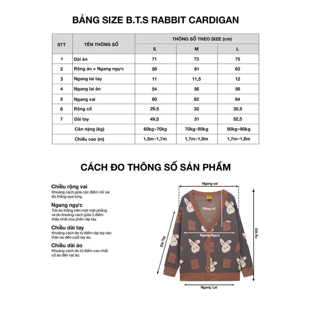 Áo Khoác Len Unisex Bad Rabbit B.T.S CARDIGAN - Local Brand Chính Hãng