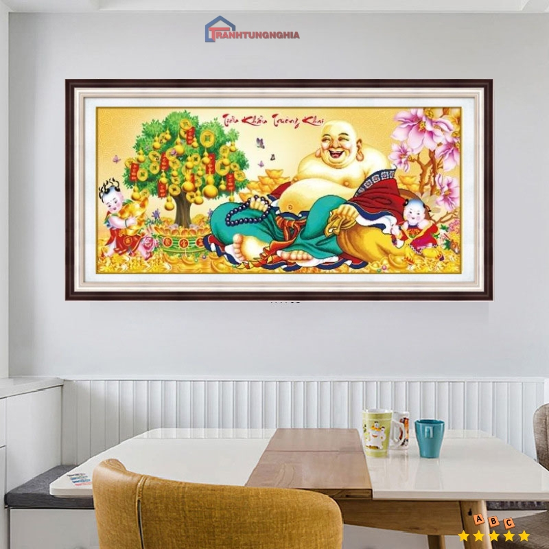Tranh đính đá phật di lạc 1m x 50cm