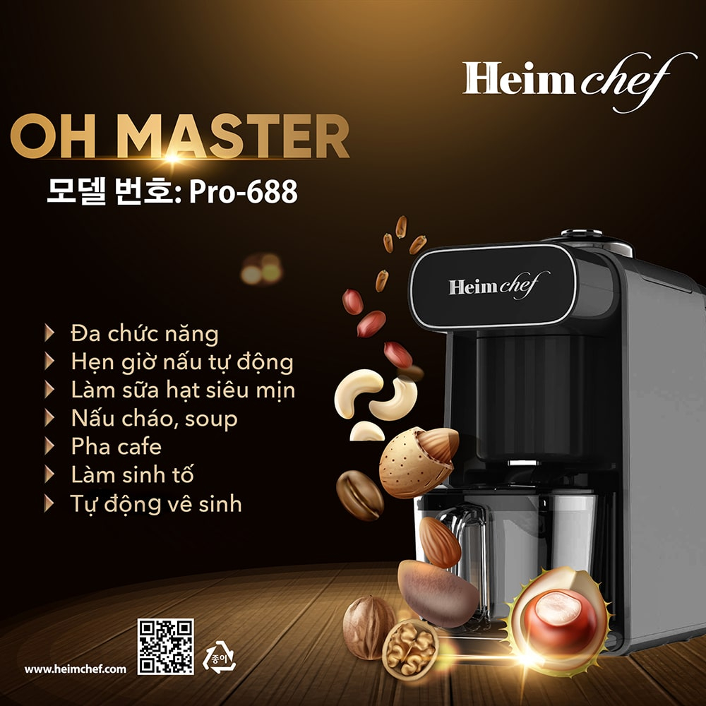 Máy làm sữa hạt HEIMCHEF PLUS PRO 689 - Hàng chính hãng - Bảo hành 24 tháng
