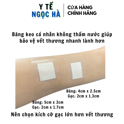 Băng cá nhân không thấm nước Waterpoof Plater 10 miếng/ hộp, bảo vệ vết thương tránh nước, vi khuẩn, bụi bẩn