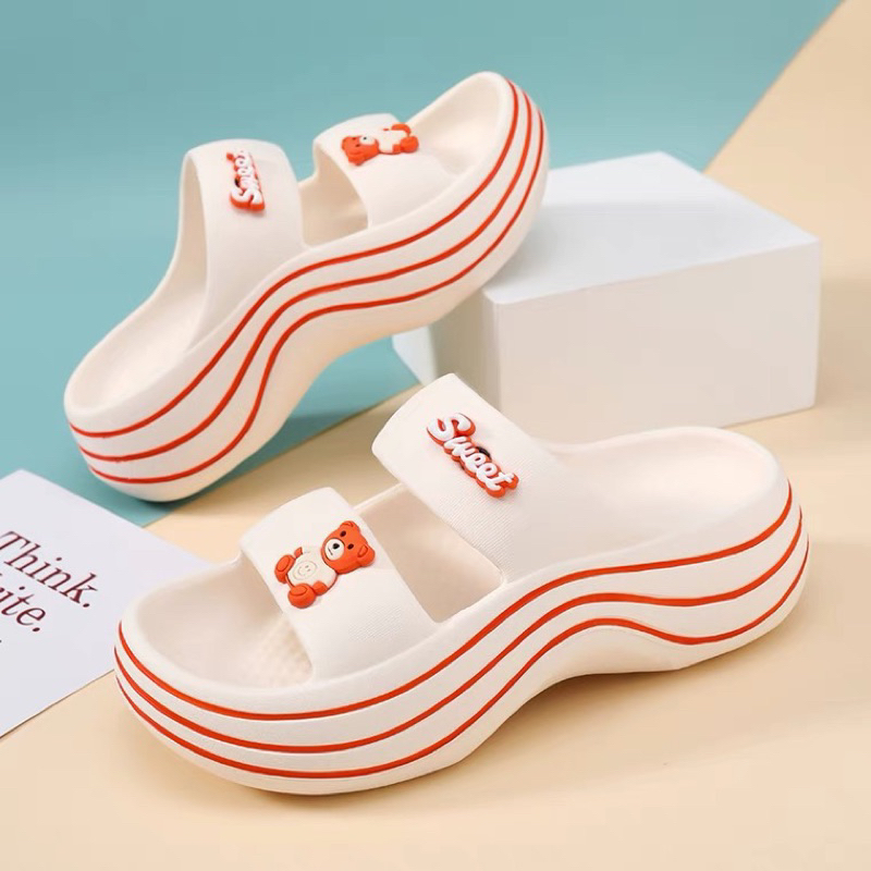 Dép bánh mì xốp siêu nhẹ 2 quai ngang đế lượn sóng-Tăng lên 1 size