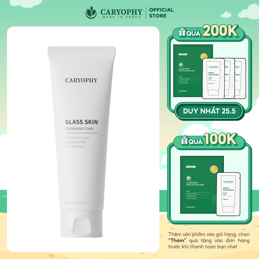 Sữa rửa mặt sáng da Caryophy Glass Skin Cleasing Foam 120ml