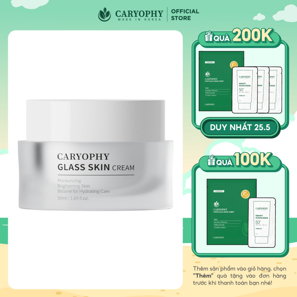 Kem dưỡng trắng cấp ẩm Caryophy Glass Skin Cream 50ml
