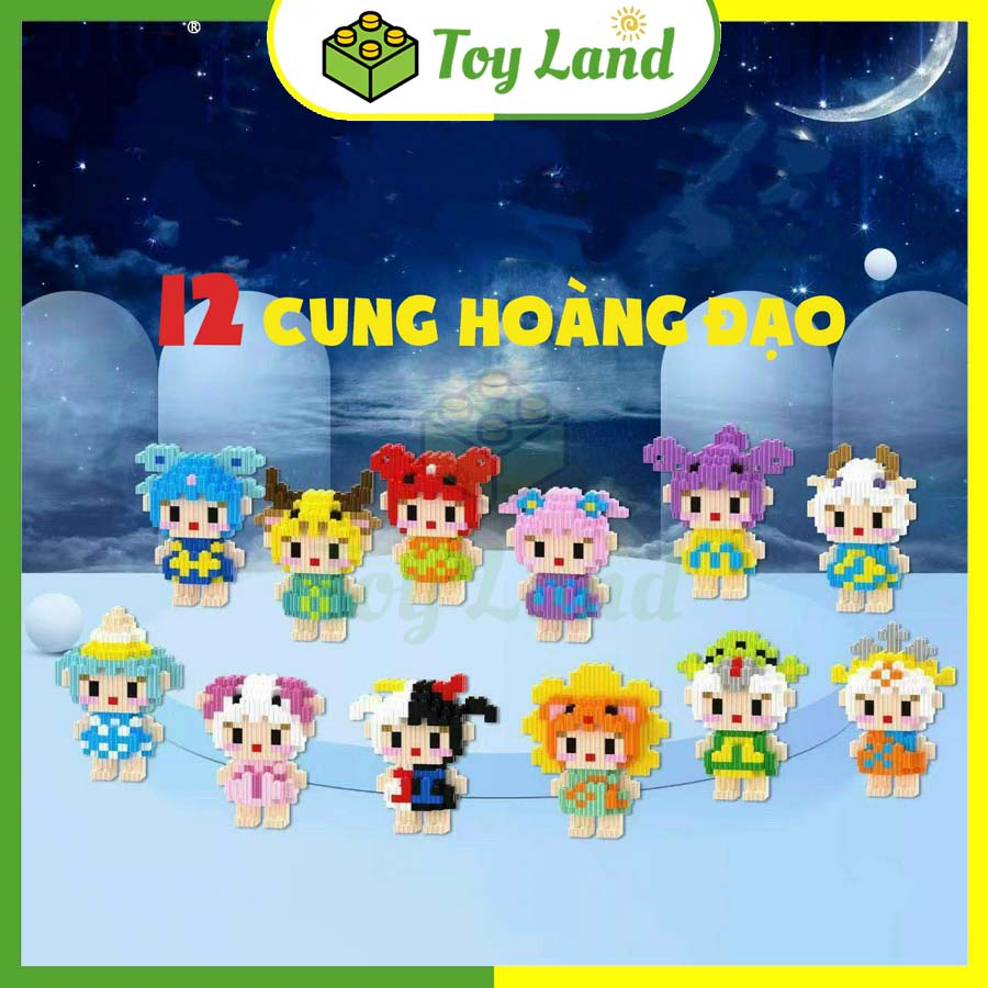 [Đứng] Mô Hình Lắp Ráp 12 Cung Hoàng Đạo 12 Chòm Sao Đồ Chơi Lắp Ghép Xếp Hình Chibi 3D Trí Tuệ