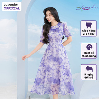 Đầm công sở thiết kế LAVENDER màu tím vải tơ mềm cổ tròn D2826