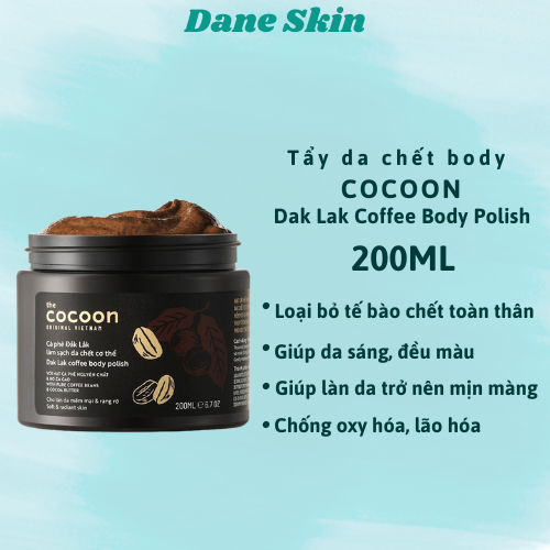 Tẩy da chết cơ thể cà phê Đắk Lắk Cocoon 200ml cho làn da mềm mại và rạng rỡ