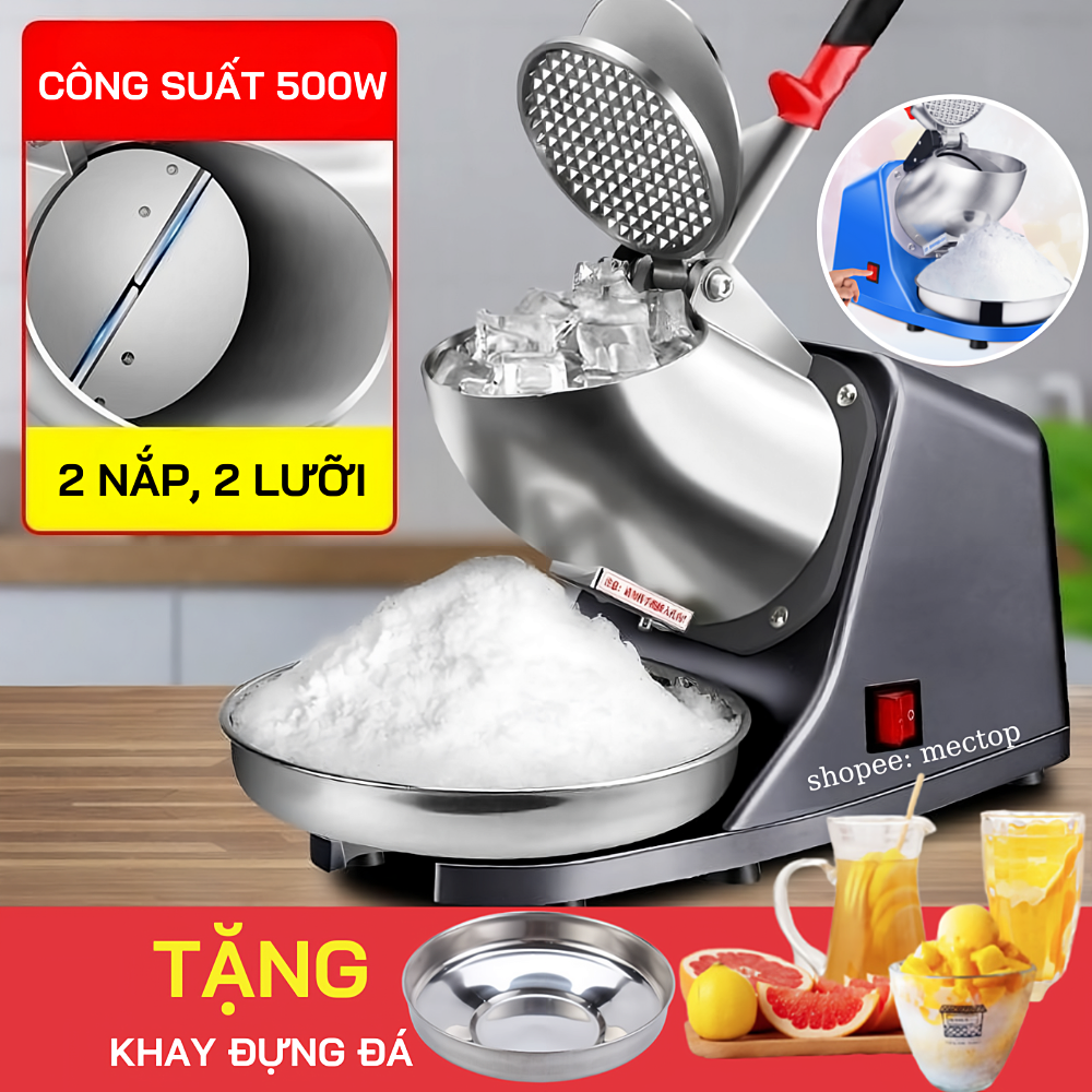 Máy Bào Đá Tuyết - Máy Xay Đá Ice Crusher 2 Lưỡi Làm Sinh Tố, Nước Giải Khát Thế