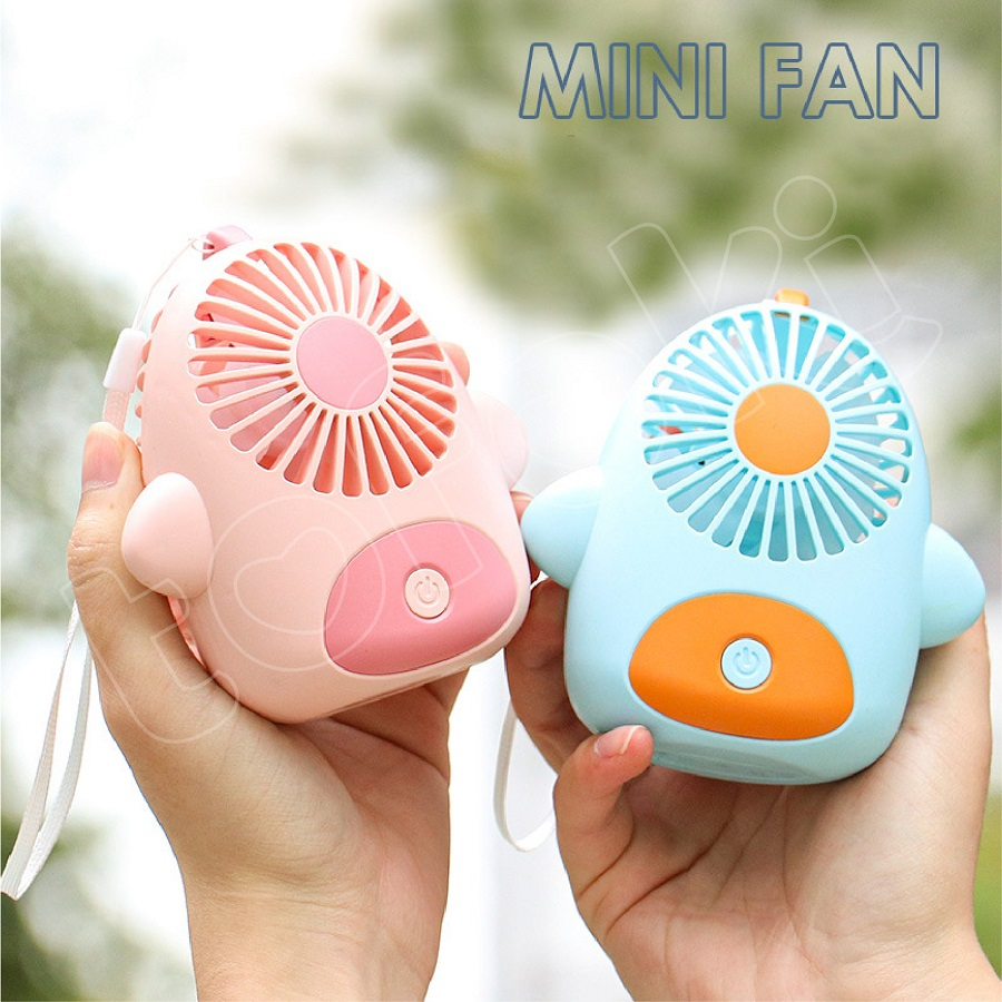 Quạt Sạc Pin Có Đèn LED Quạt Mini Cầm Tay Để Bàn Hoặc Treo Khi Đi Du Lịch Mini Fan Nhỏ Gọn Cắm Sạc USB Gió Mạnh Pin Lâu