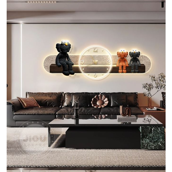 Tranh tráng gương gấu BREACK ,KWAS có đèn Led + đồng hồ trang trí , phòng khách , phòng ngủ , tiệm kinh doanh...
