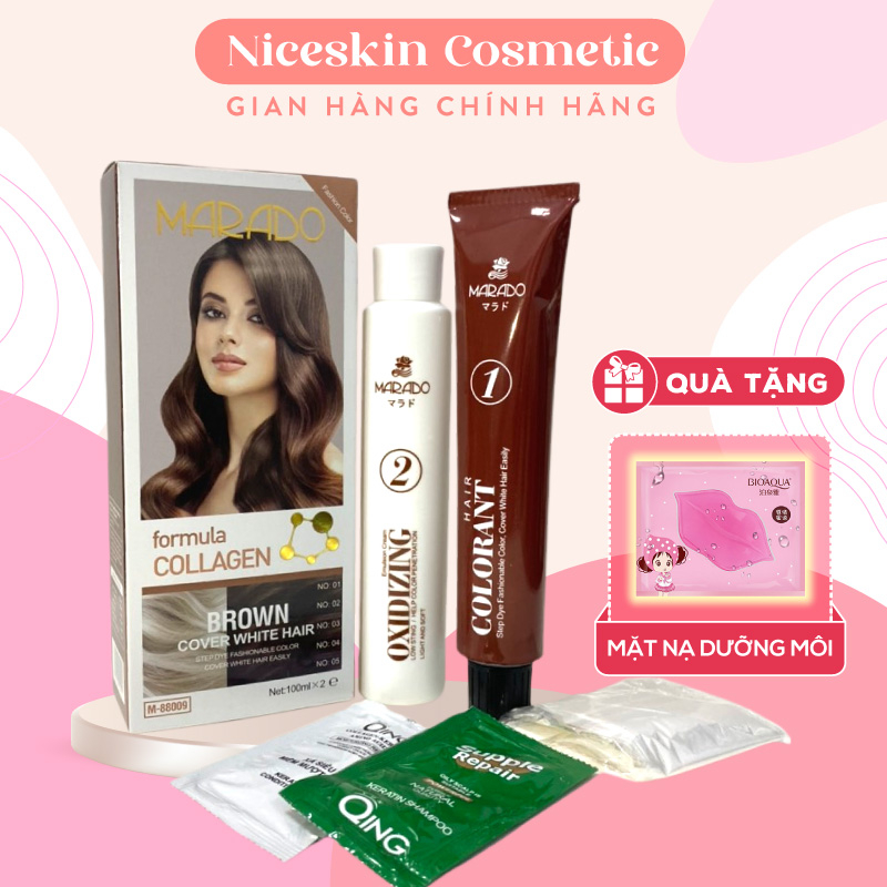 Thuốc nhuộm tóc phủ bạc Collagen Marado 100ml - Lên màu đều đẹp, không gây khô xơ, rụng tóc