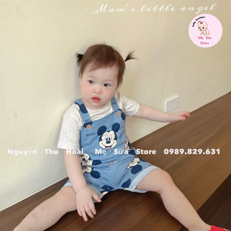 Set yếm Mickey kèm áo hiệu Disney dư xịn cho bé