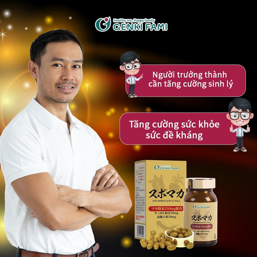 Combo Viên Uống Bổ Gan Giảm Mệt Mỏi Kanzo Ukon, Tăng Cường Sinh Lý, Sức Khỏe Nam Supo Maca Genki Fami Nhật Bản