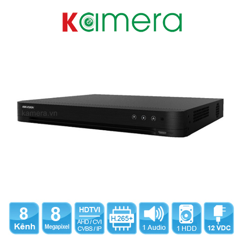 Đầu ghi hình 8 kênh, hỗ trợ camera lên tới 8MP 5 in 1 HIKVISION iDS-7208HUHI-M1/E hỗ trợ camera HDTV