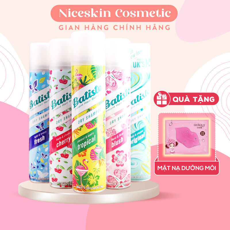 Dầu Gội Khô Batiste Dry Shampoo 200ml Hết Ngứa, Hết Bết Dính Tóc Bồng Bềnh Tức Thì