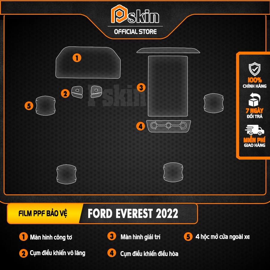 Dán PPF nội thất ô tô Ford Everest 2022-2023