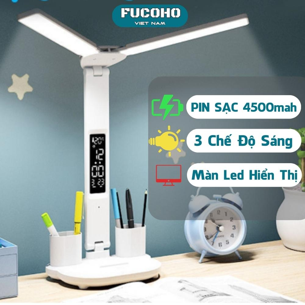 Đèn học để bàn tích điện Fucoho đèn học chống cận Có màn hình LCD hiển thị thông tin pin 3200mah bảo vệ mắt