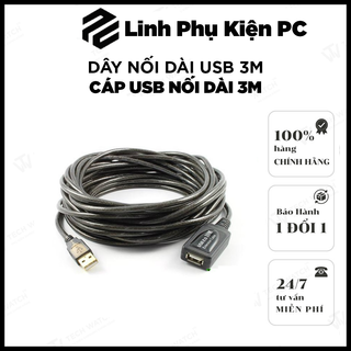 [Mã ELFLASH3 hoàn 10K xu đơn 20K] Cáp USB nối dài 3M - Dây nối dài usb 3m