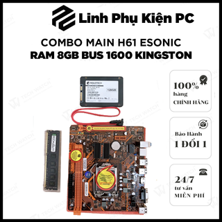 Combo Main h61 Esonic và ram 8gb bus 1600 kingston bảo hành 36 tháng