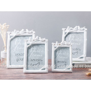 Bộ 4 khung ảnh chim trắng - hồng trang trí