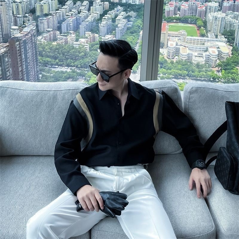 Áo Sơ Mi Nam Dài Tay GUSSET, Áo Sơ Mi Trắng Phối Vai Vải Chéo Mềm Mại Cao Cấp Phong Cách Hàn Quốc SMPRO1