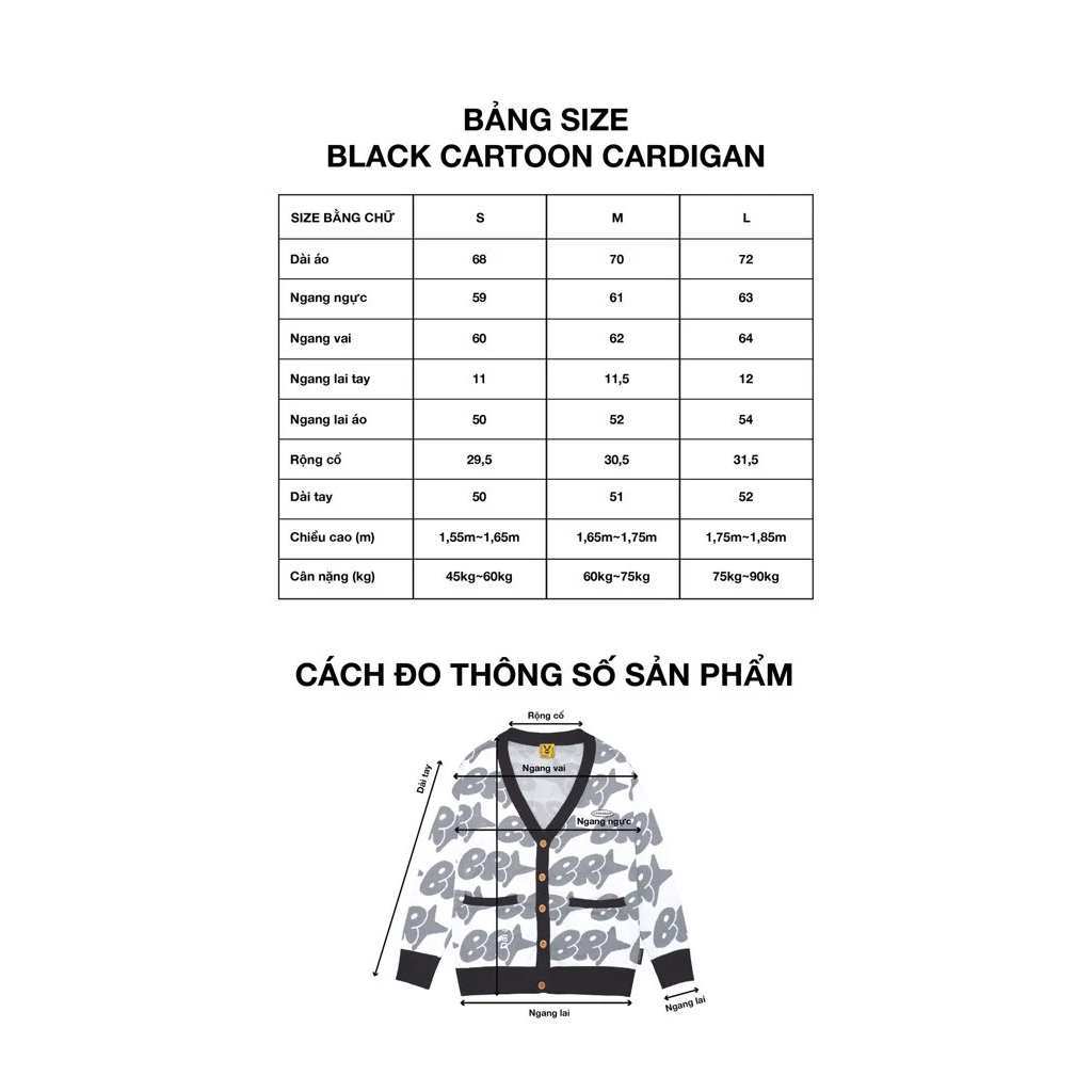 Áo Khoác Len Unisex Bad Rabbit BLACK CARTOON CARDIGAN - Local Brand Chính Hãng