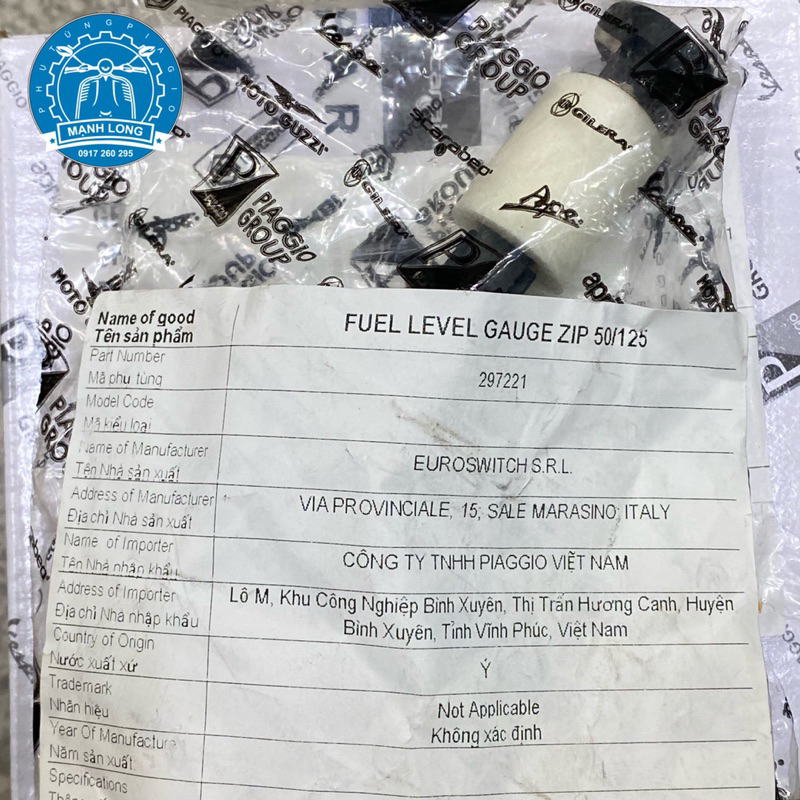 Báo xăng, Phao xăng Piaggio zip 100 cao cấp